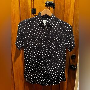 Chico’s Polka Dot Short-Sleeve Button-Up Shirt - Black/White